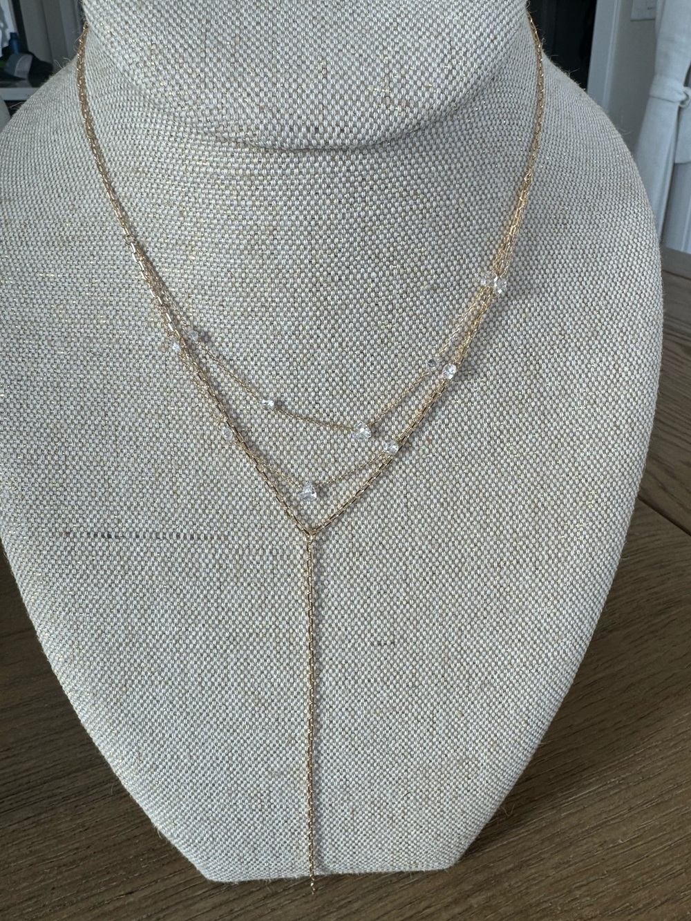 Anthropologie delicate layered lariat necklace